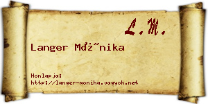 Langer Mónika névjegykártya